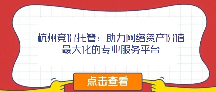 杭州競(jìng)價(jià)托管:助力網(wǎng)絡(luò)資產(chǎn)價(jià)值最大化的專業(yè)服務(wù)平臺(tái)