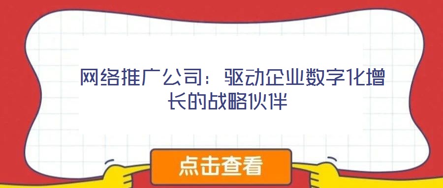 網(wǎng)絡(luò)推廣公司:驅(qū)動企業(yè)數(shù)字化增長的戰(zhàn)略伙伴