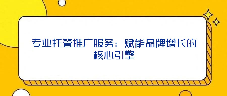 專業(yè)托管推廣服務:賦能品牌增長的核心引擎