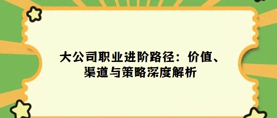 大公司職業(yè)進階路徑:價值、渠道與策略深度解析