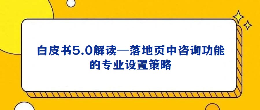 白皮書5.0解讀—落地頁中咨詢功能的專業設置策略